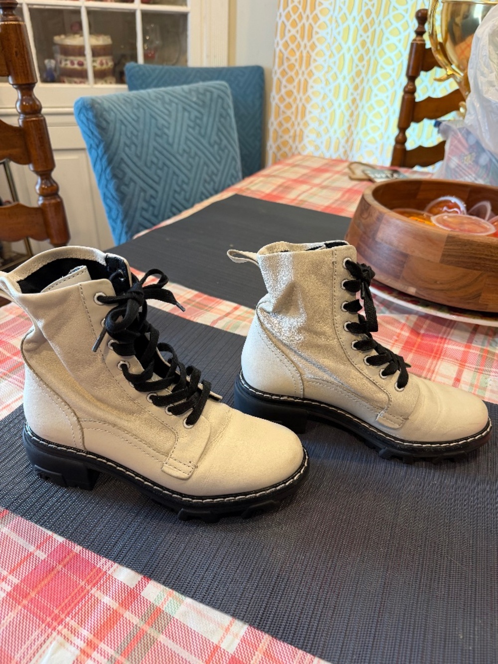 rag & bone women’s US 6 “Antique white” leather combat boots retail $595!